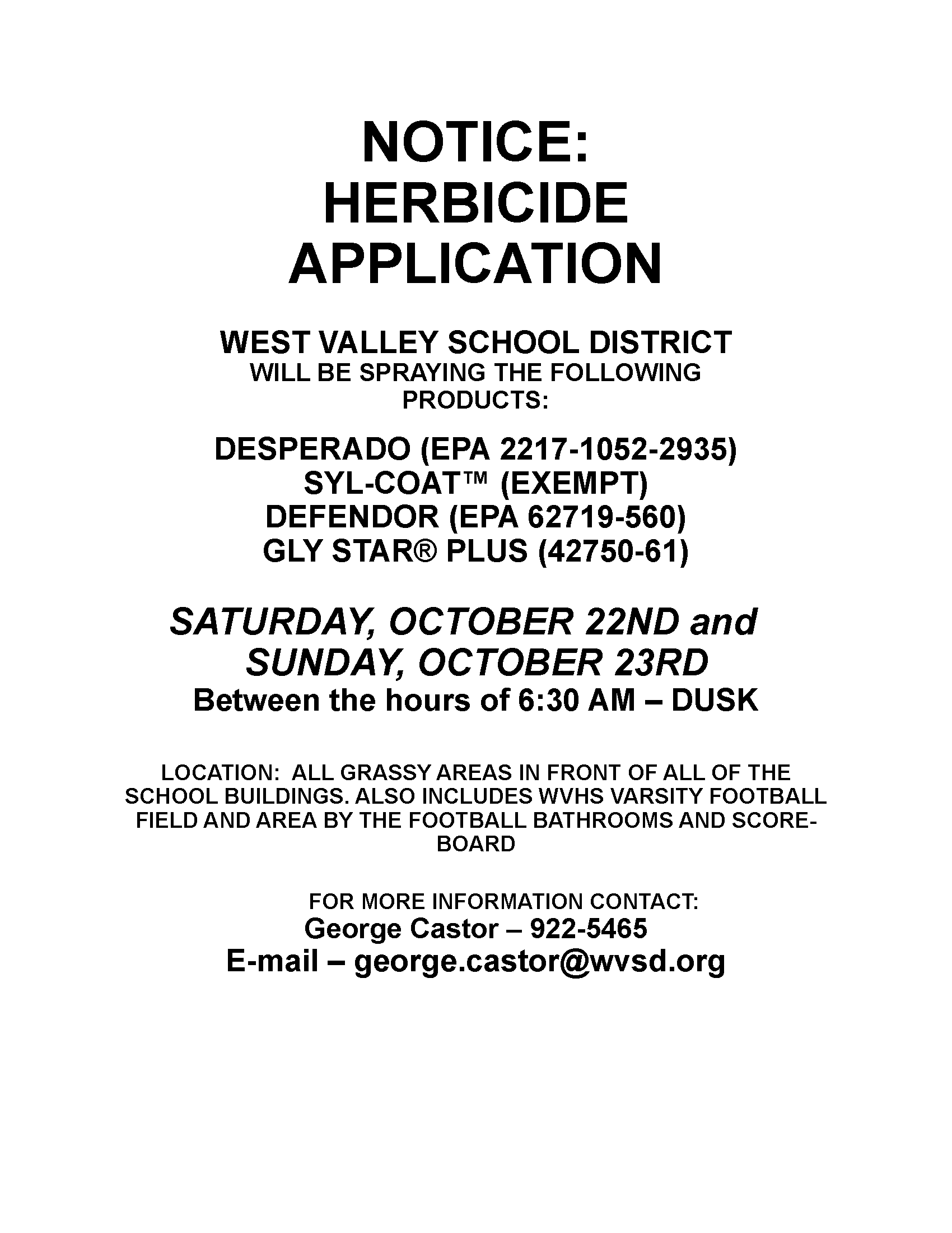 Herbicide application fall 2022
