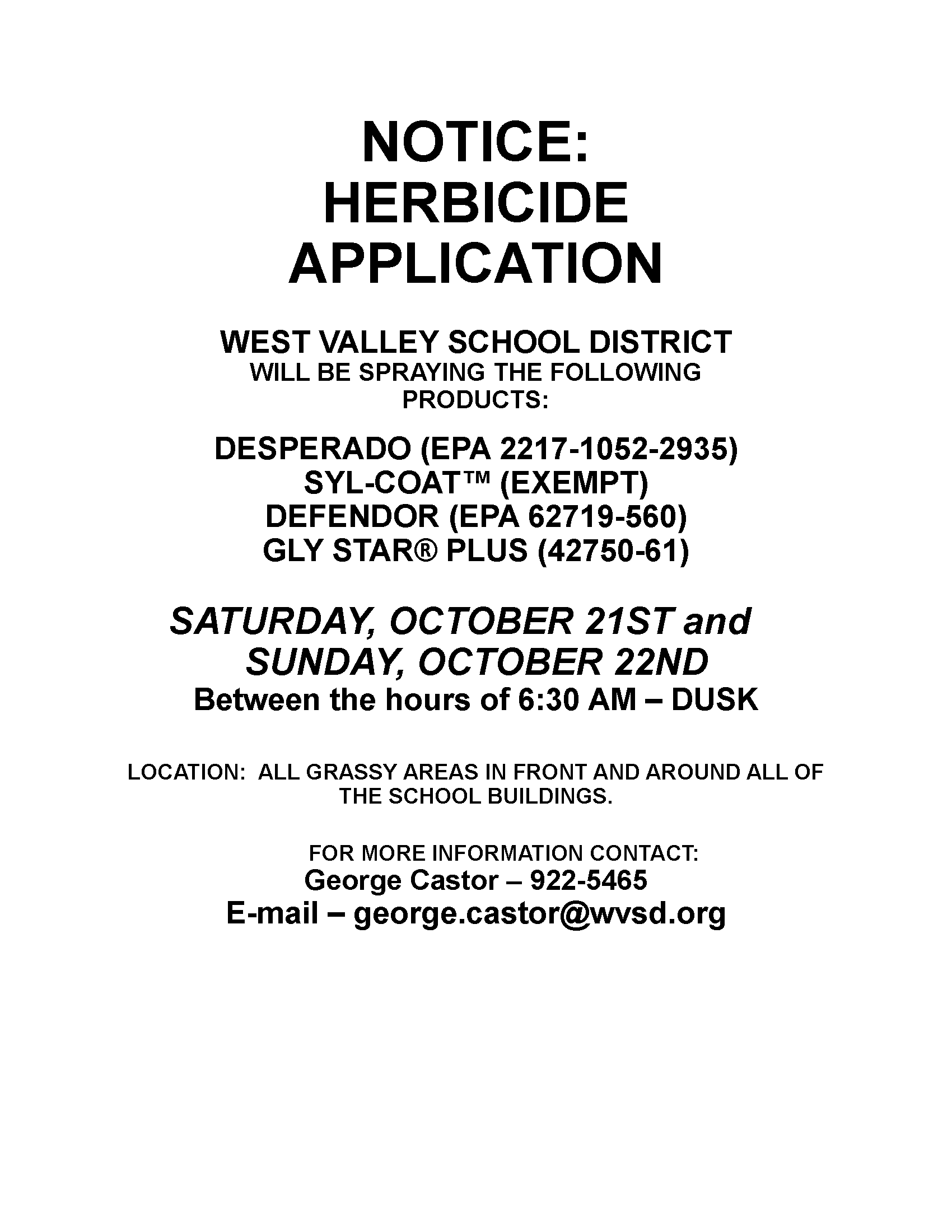 Herbicide notice